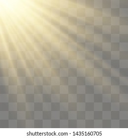 Vector transparent sunlight special lens flash light effect.front sun lens flash. Vector blur in the light of radiance.