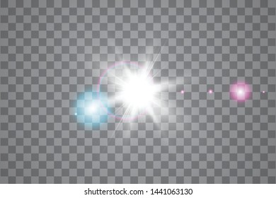 Vector transparent sunlight special lens flare light effect. Sun isolated on transparent background. Glow light effect