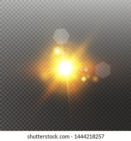 Vector transparent sunlight special lens flare light effect. Sun isolated on transparent background. Glow light effect