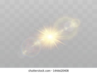 Vector transparent sunlight special lens flash light effect. front sun lens flash. Vector blur in the light of radiance. Element of decor.