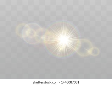 Vector transparent sunlight special lens flash light effect.front sun lens flash. Vector blur in the light of radiance. Element of decor.