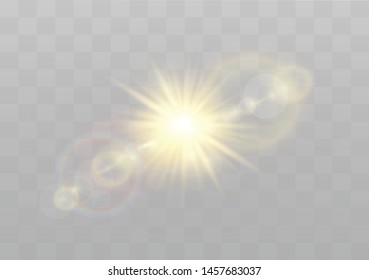 Vector transparent sunlight special lens flash light effect.front sun lens flash. Vector blur in the light of radiance. Element of decor.