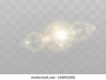 Vector transparent sunlight special lens flash light effect.front sun lens flash. Vector blur in the light of radiance. Element of decor.