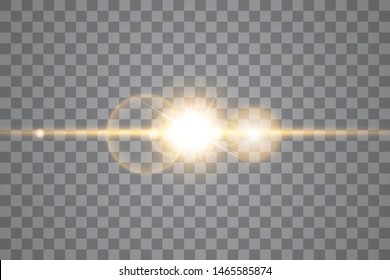 Vector transparent sunlight special lens flare light effect. Isolated sun flash rays and spotlight. White front translucent sunlight background. Blur abstract glow glare decor element. Star burst