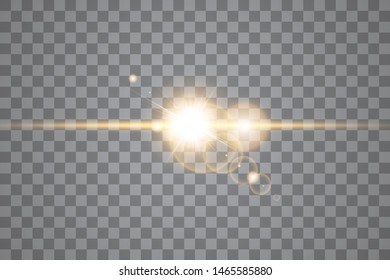 Vector transparent sunlight special lens flare light effect. Isolated sun flash rays and spotlight. White front translucent sunlight background. Blur abstract glow glare decor element. Star burst