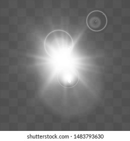 Vector transparent sunlight special lens flash light effect.front sun lens flash. Vector blur in the light of radiance. Element of decor.