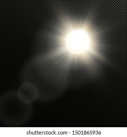 Vector transparent sunlight special lens flash light effect.front sun lens flash. Vector blur in the light of radiance. Element of decor