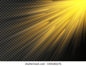 Vector transparent sunlight special lens flash light effect.front sun lens flash. Vector blur in the light of radiance. Element of decor.