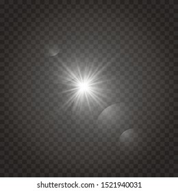 Vector transparent sunlight special lens flare light effect. Sun flash with rays and spotlight