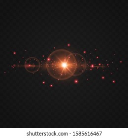 Vector transparent sunlight special lens flare light effect. Sun flash with rays and spotlight