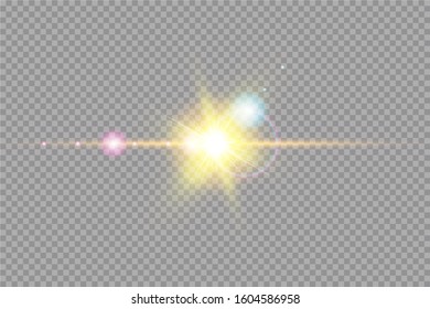 Vector transparent sunlight special lens flare light effect. Sun isolated on transparent background. Glow light effect