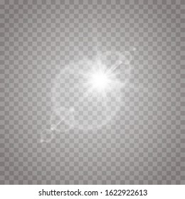 Vector transparent sunlight special lens flare light effect. Sun flash with rays and spotlight