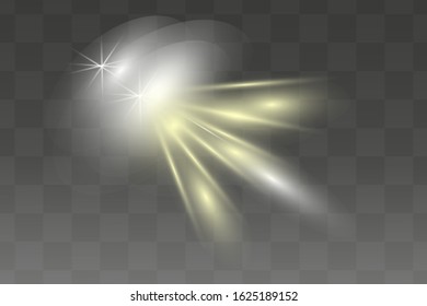 Vector transparent sunlight special lens flash light effect.front sun lens flash. Vector blur in the light of radiance. Element of decor.