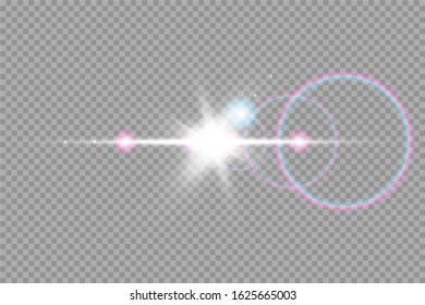 Vector transparent sunlight special lens flare light effect. Sun isolated on transparent background. Glow light effect