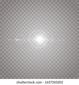 Vector transparent sunlight special lens flare light effect. Sun flash with rays and spotlight