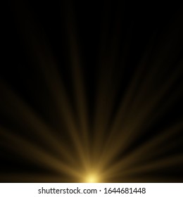 Efecto de luz especial de lente de luz solar transparente.flash de lente solar frontal. Desenfoque del vector a la luz de la radiación. Elemento de decoración. Rayos estelares horizontales y luz reflectante