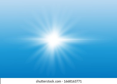 Efecto de luz especial de lente de luz solar transparente.flash de lente solar frontal. Desenfoque del vector a la luz de la radiación. Elemento de decoración. Rayos estelares horizontales y luz reflectante.