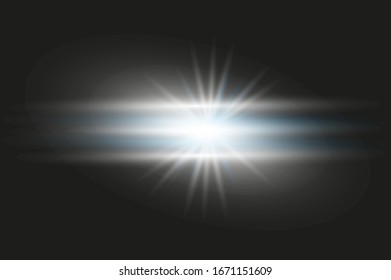 Efecto de luz especial de lente de luz solar transparente. Atardecer con rayos y foco