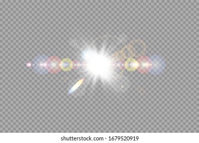 Vector transparent sunlight special lens flare light effect. Sun isolated on transparent background. Glow light effect