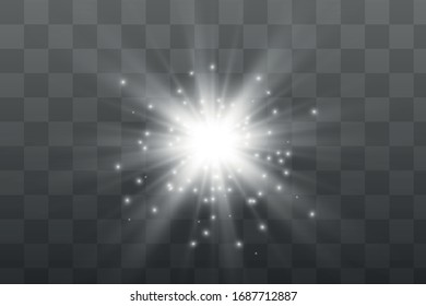 Vector transparent sunlight special lens flash light effect.front sun lens flash. Vector blur in the light of radiance. Element of decor.