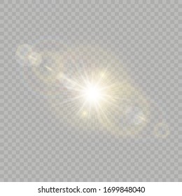 Vector transparent sunlight special lens flash light effect.front sun lens flash. Vector blur in the light of radiance. Element of decor.