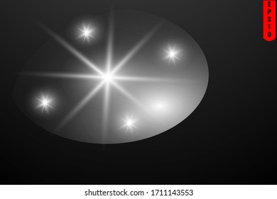 Vector transparent sunlight special lens flash light effect. Sunburst with rays and spotlight