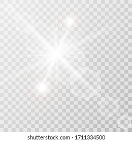 Efecto de luz especial de lente transparente de luz solar. El sol brilla con rayos y foco.