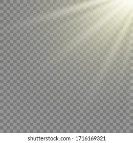 Vector transparent sunlight special lens flash light effect.front sun lens flash. Vector blur in the light of radiance