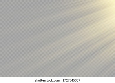 Efecto de luz de flash especial de lente de luz solar transparente.flash de lente solar frontal. El vector se desdibuja a la luz de la radiación. Elemento de decoración. Rayos estelares horizontales y luz reflectante.
