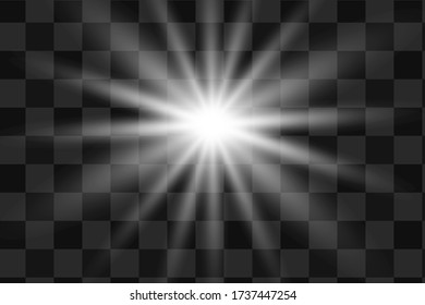 Vector transparent sunlight special lens flash light effect.