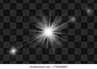 Vector transparent sunlight special lens flash light effect.