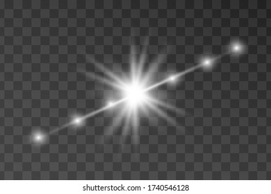 Vector transparent sunlight special lens flash light effect.