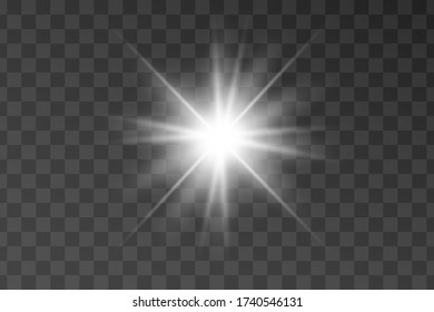 Vector transparent sunlight special lens flash light effect.