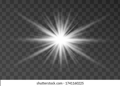 Vector transparent sunlight special lens flash light effect.