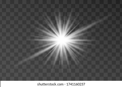 Vector transparent sunlight special lens flash light effect.