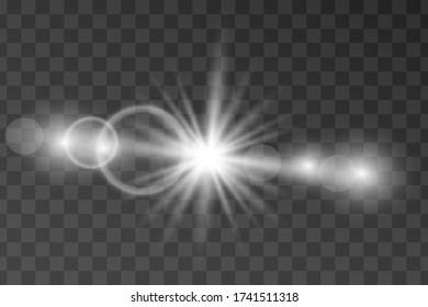 Vector transparent sunlight special lens flash light effect.