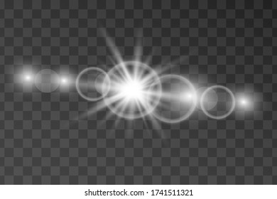 Vector transparent sunlight special lens flash light effect.