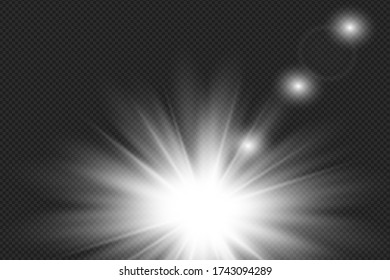 Efecto de luz de flash especial de la lente del sol transparente del vector