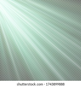 Efecto de luz de flash especial de lente de luz solar transparente.flash de lente solar frontal. El vector se desdibuja a la luz de la radiación. Elemento de decoración. Rayos estelares horizontales y luz reflectante.