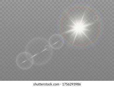 Vector transparent sunlight special lens flash light effect.front sun lens flash. Vector blur in the light of radiance. Element of decor.