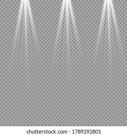 Vector transparente de luz solar especial efecto de luz de flash de la lente solar frontal flash. El vector se desdibuja a la luz de la radiación. Elemento de decoración. 