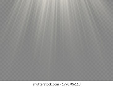 Vector transparent sunlight special lens flash light effect.front sun lens flash. Vector blur in the light of radiance. White element of decor. Horizontal stellar rays and searchlight.