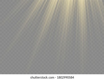 Efecto de luz de flash especial de lente de luz solar transparente.flash de lente solar frontal. El vector se desdibuja a la luz de la radiación. Elemento de decoración. Rayos estelares horizontales y luz reflectante.