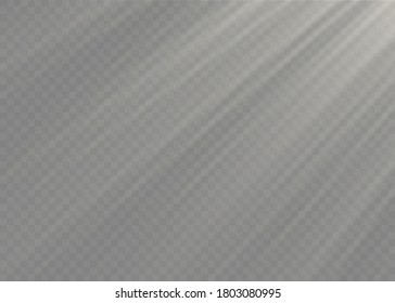 Efecto de luz de flash especial de lente de luz solar transparente.flash de lente solar frontal. El vector se desdibuja a la luz de la radiación. La decoración es blanca. Rayos estelares horizontales y luz reflectante.
