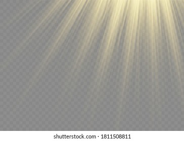 Efecto de luz de flash especial de lente de luz solar transparente.flash de lente solar frontal. El vector se desdibuja a la luz de la radiación. Elemento de decoración. Rayos estelares horizontales y luz reflectante.