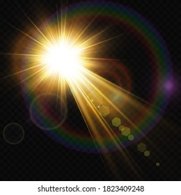 Efecto de la luz especial de la lente de la luz solar transparente del vector.