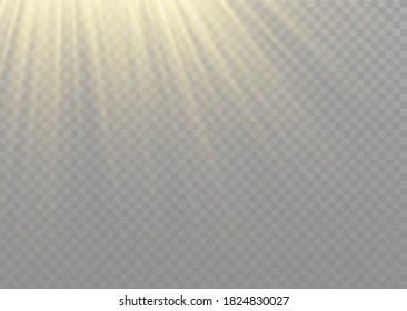 Efecto de luz de flash especial de lente de luz solar transparente.flash de lente solar frontal. El vector se desdibuja a la luz de la radiación. Elemento de decoración. Rayos estelares horizontales y luz reflectante.