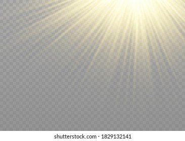 Efecto de luz de flash especial de lente de luz solar transparente.flash de lente solar frontal. El vector se desdibuja a la luz de la radiación. Elemento de decoración. Rayos estelares horizontales y luz reflectante.