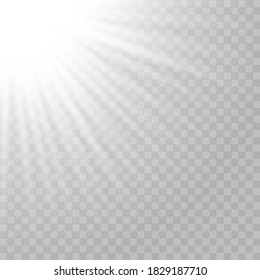 Vector transparent sunlight special lens flash light effect.front sun lens flash. Vector blur in the light of radiance.
