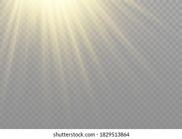 Efecto de luz de flash especial de lente de luz solar transparente.flash de lente solar frontal. El vector se desdibuja a la luz de la radiación. Elemento de decoración. Rayos estelares horizontales y luz reflectante.